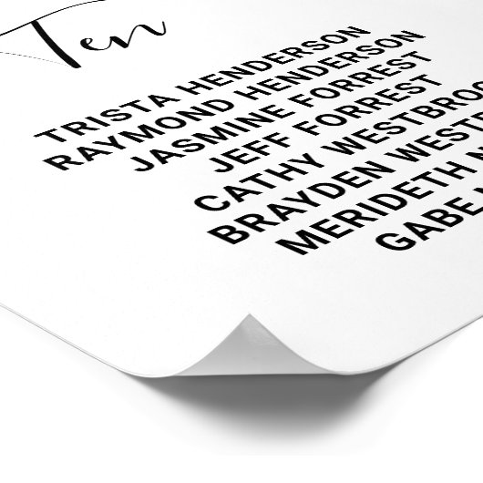 Elegante Schwarz-Weiß-Moderne Hochzeit Poster (Ecke)