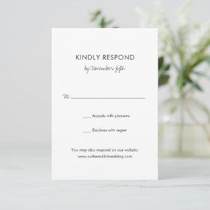 Elegante Schwarz-Weiß-Moderne Hochzeit RSVP Karte