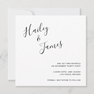 Elegante Schwarz-Weiß-Moderne Hochzeit Save The Date