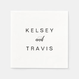 Elegante Schwarz-Weiß-Moderne Hochzeit Serviette