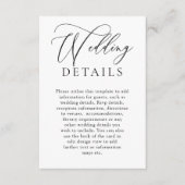 Elegante Schwarz-Weiß-Moderne Hochzeitsdetails Begleitkarte (Vorderseite)