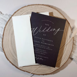 Elegante Schwarz-Weiß-Moderne Kalligraphie Hochzei Einladung