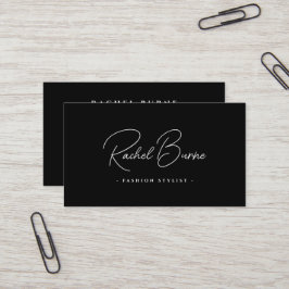 Elegante Schwarz/Weiß-moderne Script-Visitenkarte Visitenkarte