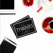 Elegante Schwarz & Weiß Monogram Wedding Danke Mitteilungskarte