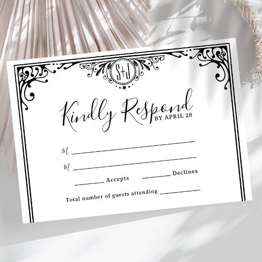 Elegante Schwarz-Weiß-Monogramm-Hochzeit