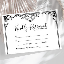 Elegante Schwarz-Weiß-Monogramm-Hochzeit