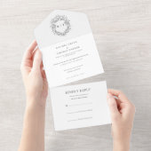 Elegante Schwarz-Weiß-Monogramm-Hochzeit All In One Einladung (Abreißtisch)