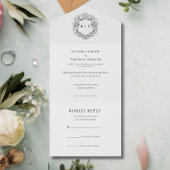 Elegante Schwarz-Weiß-Monogramm-Hochzeit All In One Einladung