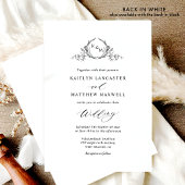 Elegante Schwarz-Weiß-Monogramm-Hochzeit Einladung