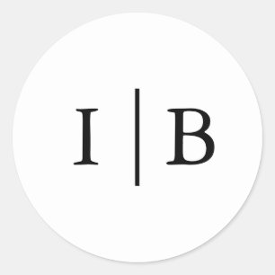 Elegante Schwarz-Weiß-Monogramm-Hochzeit Runder Aufkleber