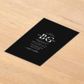 Elegante Schwarz-Weiß-Monogramm-Initialen Hochzeit Acryleinladungen (Ablage )