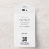 Elegante Schwarz-Weiß-Monogramm-Initialen Hochzeit All In One Einladung (Innen)