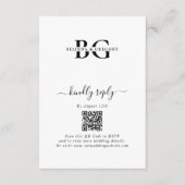 Elegante Schwarz-Weiß-Monogramm-Initialen Hochzeit Begleitkarte (Vorderseite)