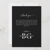 Elegante Schwarz-Weiß-Monogramm-Initialen Hochzeit Dankeskarte (Vorderseite)