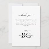 Elegante Schwarz-Weiß-Monogramm-Initialen Hochzeit Dankeskarte (Vorderseite)