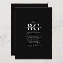 Elegante Schwarz-Weiß-Monogramm-Initialen Hochzeit