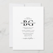 Elegante Schwarz-Weiß-Monogramm-Initialen Hochzeit Einladung (Vorderseite)