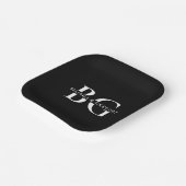 Elegante Schwarz-Weiß-Monogramm-Initialen Hochzeit Pappteller (Gewinkelt)
