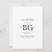 Elegante Schwarz-Weiß-Monogramm-Initialen Hochzeit Save The Date (Vorderseite)