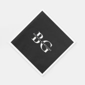 Elegante Schwarz-Weiß-Monogramm-Initialen Hochzeit Serviette (Ecke)