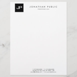 Elegante Schwarz-Weiß-Monogramm-Minimalist-Vorlage Briefbogen