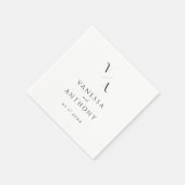 Elegante Schwarz-Weiß-Monogramm-Moderne Hochzeit Serviette (Ecke)