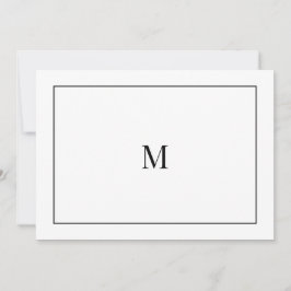 Elegante Schwarz-Weiß-Monogramm-Note Mitteilungskarte