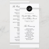 Elegante Schwarz-Weiß-Monogramm-Programmständer-Ka Programm (Vorne/Hinten)