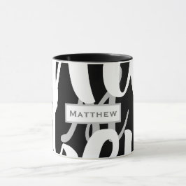 Elegante Schwarz-Weiß-Monogramm-Tasse Tasse