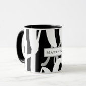 Elegante Schwarz-Weiß-Monogramm-Tasse Tasse (Vorderseite Links)
