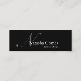 Elegante Schwarz-Weiß-Monogramm-Visitenkarte Mini Visitenkarte