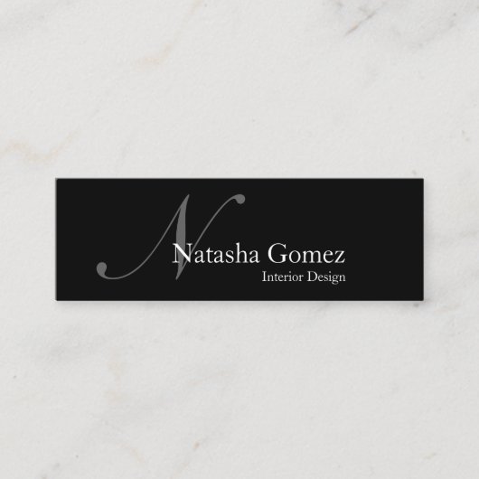 Elegante Schwarz-Weiß-Monogramm-Visitenkarte Mini Visitenkarte (Vorderseite)