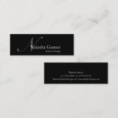 Elegante Schwarz-Weiß-Monogramm-Visitenkarte Mini Visitenkarte (Vorne/Hinten)