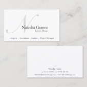 Elegante Schwarz-Weiß-Monogramm-Visitenkarte Visitenkarte (Vorne/Hinten)