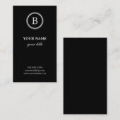 Elegante Schwarz-Weiß-Monogramm-Visitenkarten Visitenkarte (Vorne/Hinten)