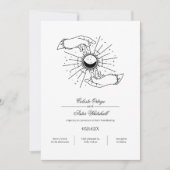Elegante Schwarz-Weiß-Mystik-Handgriff Einladung (Vorderseite)