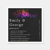 Elegante Schwarz-Weiß-Neon-Foliage-Hochzeit im Her Serviette (Vorderseite)