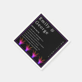 Elegante Schwarz-Weiß-Neongras-Hochzeit im Herbst Serviette (Ecke)