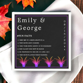 Elegante Schwarz-Weiß-Neongras-Hochzeit im Herbst Serviette