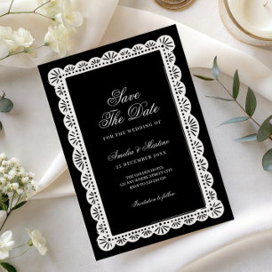 Elegante Schwarz-Weiß-Old-Money-Script-Save-the-Da Einladung