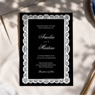 Elegante Schwarz-Weiß-Old-Money-Skript-Hochzeit Einladung
