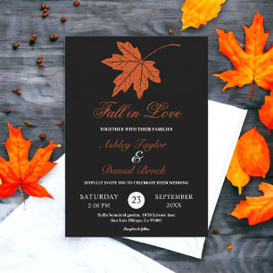 Elegante Schwarz-Weiß-Orange-Fall-Blütenhochzeit Einladung