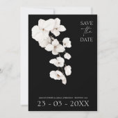 Elegante Schwarz-Weiß-Orchideenhochzeit Save The Date (Vorderseite)