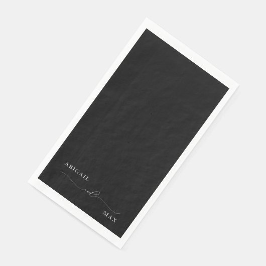 Elegante Schwarz-Weiß-Paare-Namen Serviette (Ecke)