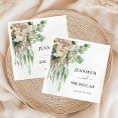 Elegante Schwarz-Weiß-Peonies Hochzeiten Serviette