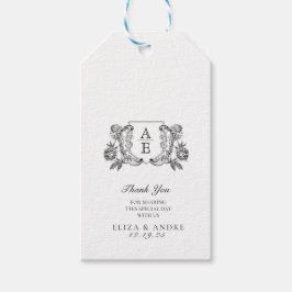 Elegante Schwarz-Weiß-Peony-Blumenhochzeit Geschenkanhänger