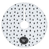 Elegante Schwarz-Weiß-Pine-Bäume Personalisiert Polyester Weihnachtsbaumdecke (Vorderseite)