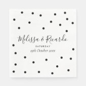 Elegante Schwarz-Weiß-Polka-Punkte Hochzeit Serviette (Vorderseite)