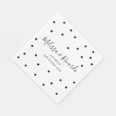 Elegante Schwarz-Weiß-Polka-Punkte Hochzeit Serviette (Ecke)
