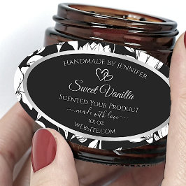 Elegante Schwarz-Weiß-Produktkennzeichnungen Ovaler Aufkleber